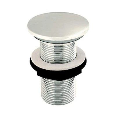 Image of Bathroom Basin Waste Unslotted Flow Click Clack Pop Up Design Sink Plug Standard Size Brushed Nickel