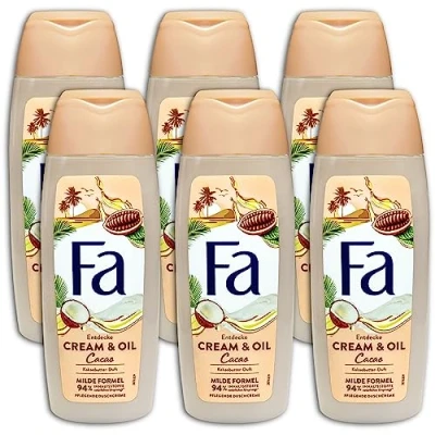 Image of FA Cream Shower &amp; Oil Coconut Cocoa Butter 6 x 250 ml Pack of