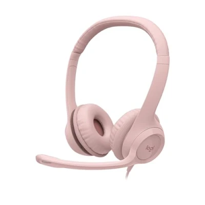 Image of Logitech H390 Wired Headset for PC/Laptop, Stereo Headphones with Noise Cancelling Microphone, USB A, In Line Controls, Works Chromebook Off White