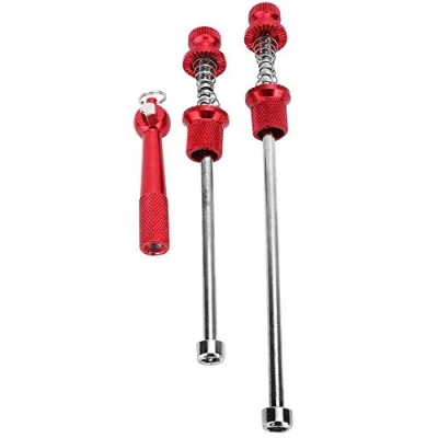Image of Bicycle Quick Release Skewer, Aluminum Alloy Bike Wheel Hub Skewers, Anti Theft Locking Security for Mountain Road Bikes Cycling Skewer Set (RED)