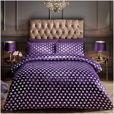 Image of GC GAVENO CAVAILIA Teddy Quilt Cover, Fluffy Fleece King Size Bedding Sets, Cuddle Soft Duvet Covers, Purple