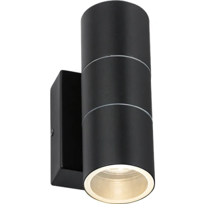 Image of KnightsBridge 230V IP54 GU10 Up and Down Wall Light with Photocell Sensor Black