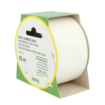 Image of Amig White Duct Tape Mod.516 Extra Strong Waterproof Fabric for Indoor and Outdoor Use, Perfect DIY Repairs Sizes 10m x 50mm