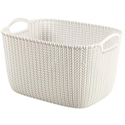 Image of Curver 226379 Knit Offwhite 38.5 x 28.5 23.5 cm 19 Litre Plastic Rectangular Storage Basket