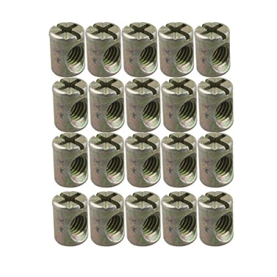 Image of HALJIA 20 PCS M6 * 13MM Barrel Nuts Cross Dowels Slotted for Furniture Bed Cot Chairs Crib