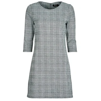 Image of ONLY Women&#039;s Onlbrilliant 3/4 Check Noos Dress, Multicolour (Black Checks: Cloud Dancer), S UK