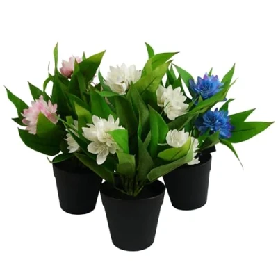 Image of 3x 18cm Artificial Freesia Plants Pink, White, Blue Flowering
