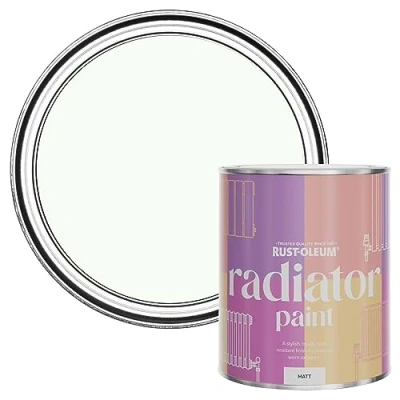Image of Rust Oleum White Heat Resistant Radiator Paint in Matt Finish Still 750ML