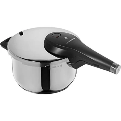 Image of WMF Perfect Pressure Cooker 4.5 L Premium Polished Stainless Steel 2 Cooking Levels All in One Rotary Knob, Dishwasher Safe, Diameter Suitable for Induction, Steel, Silver, 22 cm