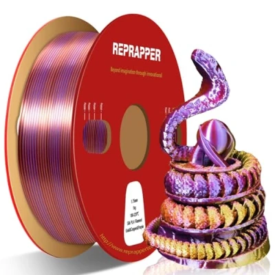 Image of RepRapper Silk Triple Color PLA Filament 1.75mm Multicolour 3D Printer PLA, Smooth Surface, 1kg/2.2lbs, Gold/Copper/Purple