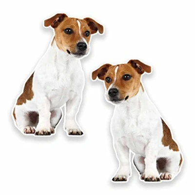 Image of 2 x 10cm Cute Jack Russell Vinyl Stickers Decals Laptop Car Bike Dog #9644 (7.5cm Wide Tall)