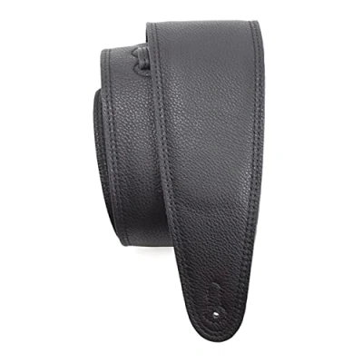 Image of Perri’s Leathers Ltd. Guitar Strap Leather Padded Black Adjustable For Acoustic/Bass/Electric Guitars Made in Canada (BM35PD 7133)