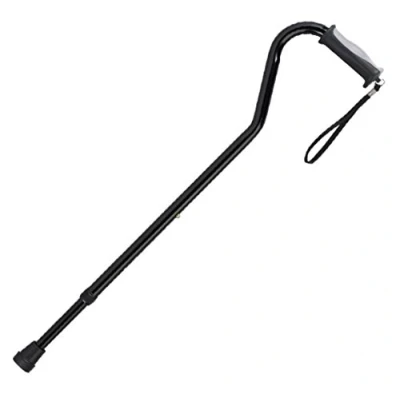 Image of Drive Devilbiss Swan Neck Black Folding Walking Stick with Gel Grip Handle