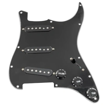Image of Musiclily Pro SE SSS Pre wired Loaded Pickguard with Staggered Alnico 5 Single Coil Pickups Set for Strat Style Electric Guitar, 3ply Black