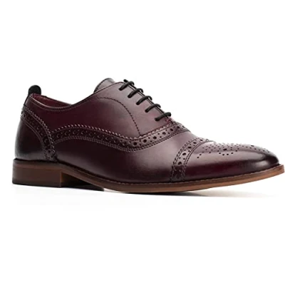Image of Base London Men&#039;s Cast Washed Smart Shoes, Dark Red, 8 UK