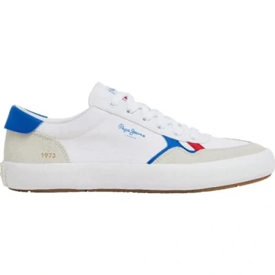 Image of Pepe Jeans Travis Trainers, Men&#039;s, Size: 10.5, White Leather and textile