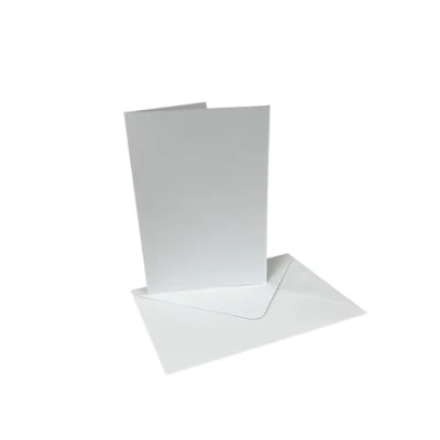 Image of DJP 50 White Blank Cards &amp; Envelopes C6 with A6 Pre Creased