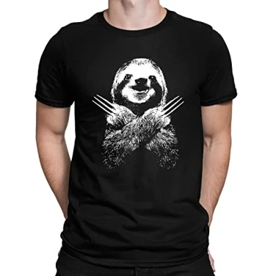 Image of Mens Wolversloth Wolverine Sloth Funny T Shirt Black (XXL)