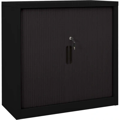 Image of vidaXL Sliding Door Cabinet Black 90x40x90 cm Steel