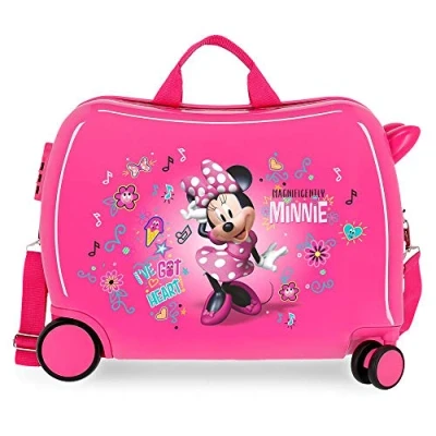 Image of Disney Minnie Stickers Pink Kids Rolling Suitcase 50 x 38 20 cm Rigid ABS Combination Lock 34 Litre 2.1 kg 2 Wheels Hand Luggage