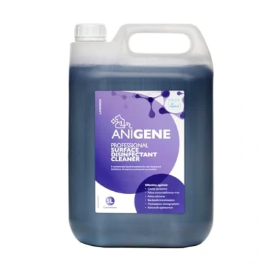Image of ANIGENE Surface Disinfectant Cleaner (5 Litre Lavender Scent) Solution For Use Around Animals &amp; Pets, Kills Bacteria, Viruses, Fungi Yeast Non Corrosive In Made The UK