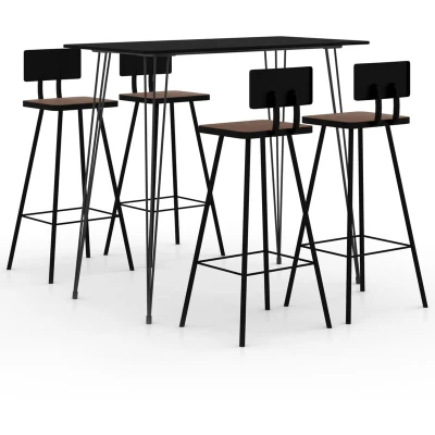 Image of vidaXL 5 Piece Bar Set Black