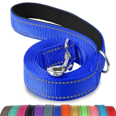 Image of Joytale Padded Handle Dog Lead,Double Sided Reflective Nylon Dogs Leads for Training,Walking Leash Small, Medium Dogs, 1.2m x 2cm, Navy Blue