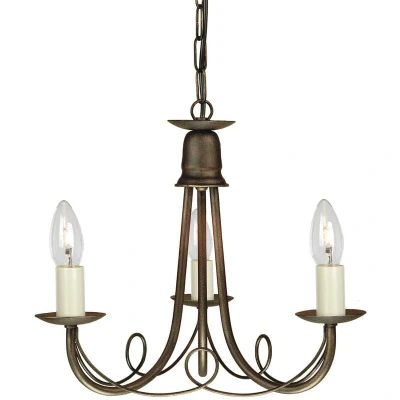 Image of Minster Multi Arm Chandelier 3 Light Black, Gold Finish, E14
