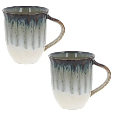 Image of Lesser &amp; Pavey Elements Reactive Glaze Mugs Set of 2 for Home Kitchen Newly Designed Tea Coffee Lovely Cup Mens Gifts Birthday Women