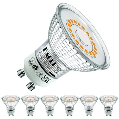 Image of EACLL GU10 LED Bulbs 6W Warm White Light Bulb 2700K Replace 80W RAR16 Halogen, 750 Lumen AC 230V Flicker Free Spotlight, 120 Wide Beam Angle, Non Dimmable Reflector Light, Pack of 6