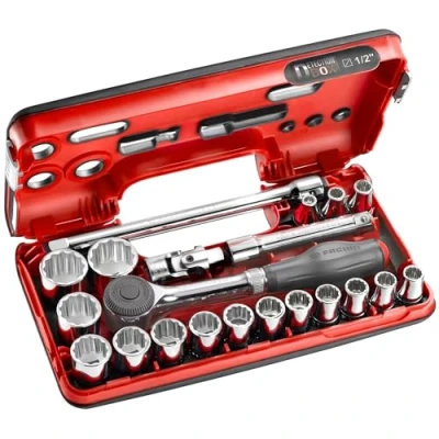 Image of Facom 18 Piece Dbox Set, 3/8&#039;&#039; Sockets, J.360DBOX112, Metal, 50 mm x 124 280 mm, 2.13 kg, Mechanical, Metric