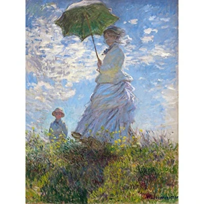 Image of Fine Art Prints Claude Monet Woman With A Parasol Madame And Her Son Large Wall Print Canvas Premium Poster Mural, 18 x 24 inches