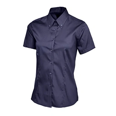 Image of UC704 Light Blue Med Ladies Pinpoint Oxford Half Sleeve Shirt