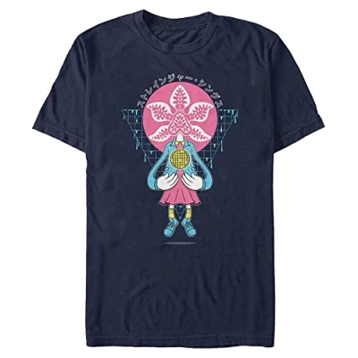 Image of Stranger Things Men&#039;s Mashup Short Sleeve T Shirt, Navy Blue, S