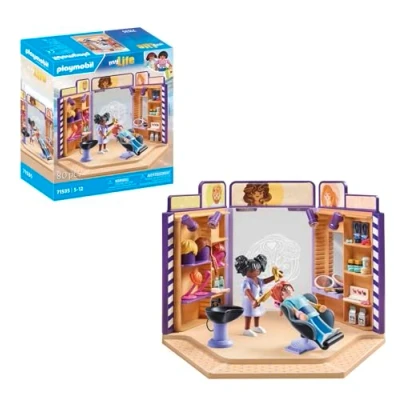 Image of Playmobil 71535 myLife: Hair Salon, trendy hairstyles and wigs for customers, with extensive accessories experimentation, creative play sets suitable children ages 5+