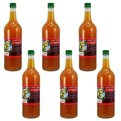 Image of Apple Cider Vinegar Tonic with &#039;Mother&#039; 1000ml Natural Raw Unfiltered Glass Bottle 6 Pack