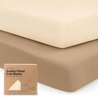 Image of 2 Pack Organic Cot Sheets for Boys, Girls Jersey Fitted Sheet, Baby Neutral, Mattress Cotton Sheets, Soft Cot, Unisex (Pecan)