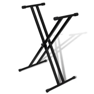Image of vidaXL Adjustable Heavy Duty Steel X Frame Keyboard Stand Anti Slip Base 5 Height Settings Foldable Design Perfect for Bands, Performers &amp; Music Enthusiasts