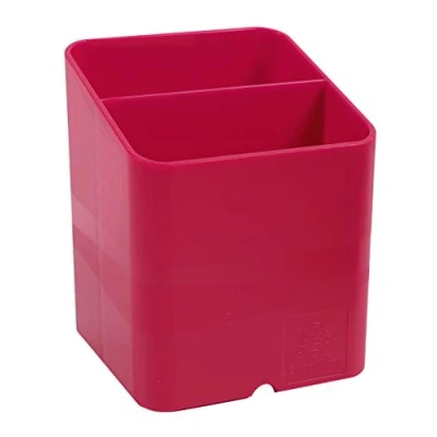 Image of Exacompta Ref 67784D Iderama Collection Pen Cube Pot 74 x 93mm in Size, Space Saving Design, 2 Sections for Desk Organisation Raspberry