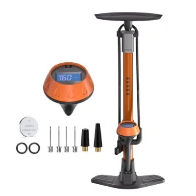 Image of GOBKO Bike Pump Bicycle Floor with Digital Gauge, Pumps Presta and Schrader tire multifunctional Air for Road MTB Sports Balls High Pressure 160Psi &amp;11Bar