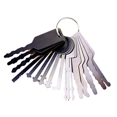 Image of Loboo Idea Car Jiggler Lock Pick Set, 16 Piece Full Master Key for Auto Car, Multi Purpose Doors, Set and Repair Tools (16 pcs, Silver White)