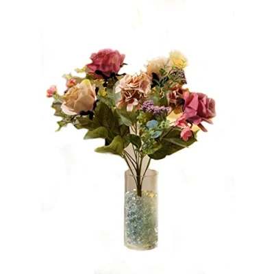 Image of Best Artificial 50cm Vintage Silk Rose Flower Spray Bouquet Wedding Home Decoration Arrangement (Pink Coffee)