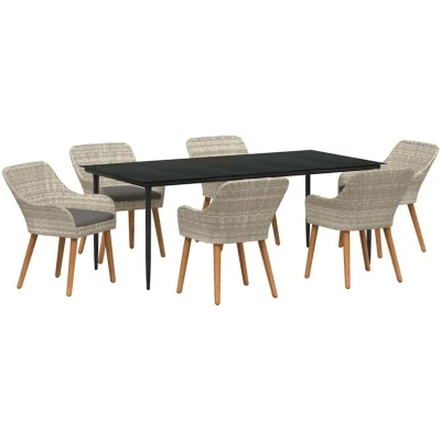 Image of vidaXL 7 pcs Light gray Black Large