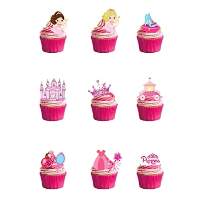 Image of 33 Stand Up Princess Themed Edible Wafer Paper Cake Toppers Decorations