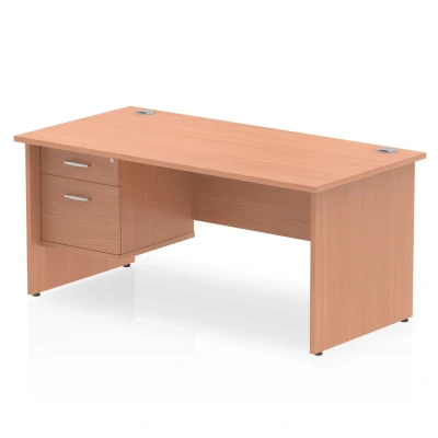 Image of Impulse 1600 Rectangle Panel End Leg Desk Beech 1 x 2 MI001735