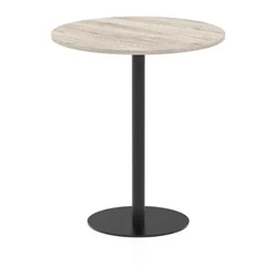 Image of Italia 1000mm Poseur Round Table Grey Oak Top 1145mm High Black Leg