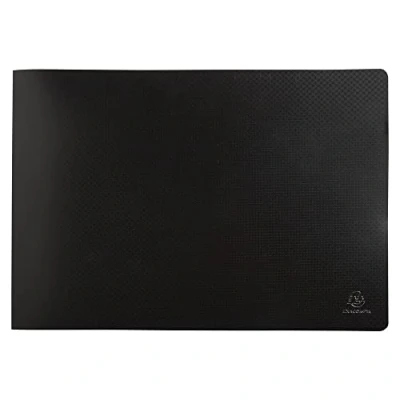 Image of Exacompta Ref. 86530E 1 OPAK document protector 20 smooth crystal pockets 40 views for A3 format dimensions 32 x 48 cm semi rigid polypro cover black colour