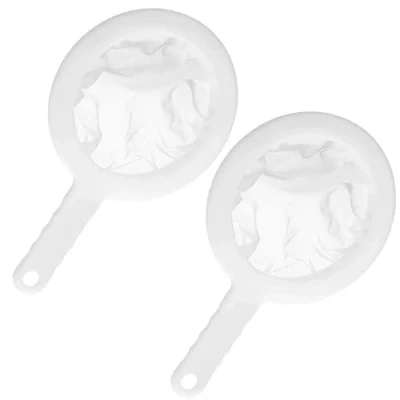 Image of 2 PCS Ultra Fine Mesh Strainer 200 Nylon Sieve Plastic Kitchen Non Slip Handle for Filtering Soy Milk Tea Juice Coffee Oils