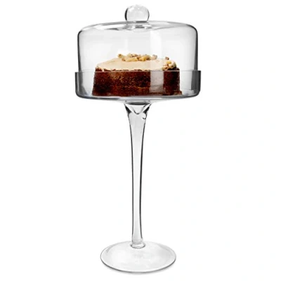 Image of bar@drinkstuff High Glass Cake Stand &amp; Dome Tall Vintage Inspired with