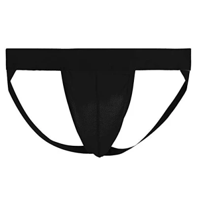 Image of Billtop Men&#039;s Jockstrap Mesh Pouch Athletic Supporters Underwear, 1 Pack Black, XL